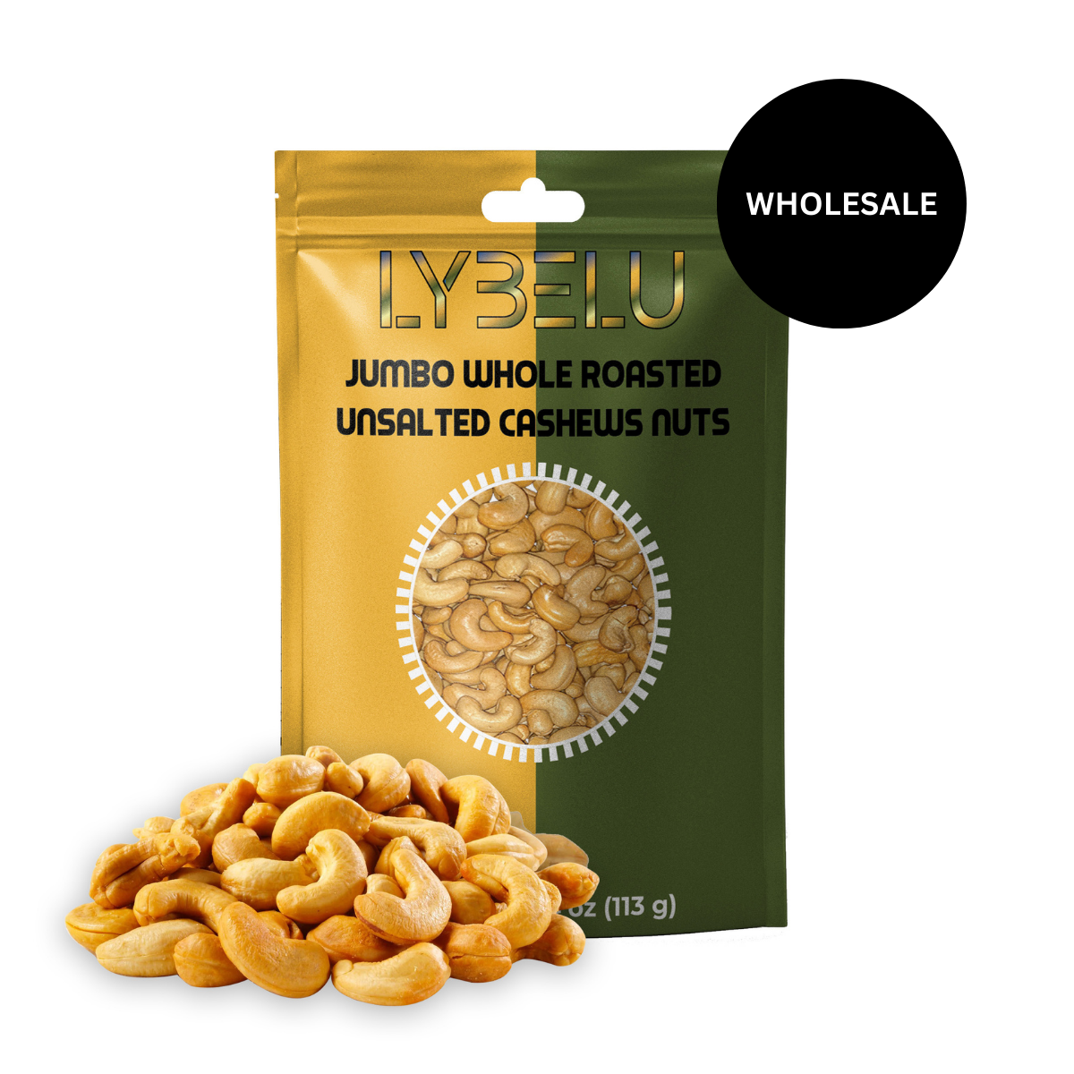 Jumbo Whole Roasted Unsalted Cashews Nuts – 4oz