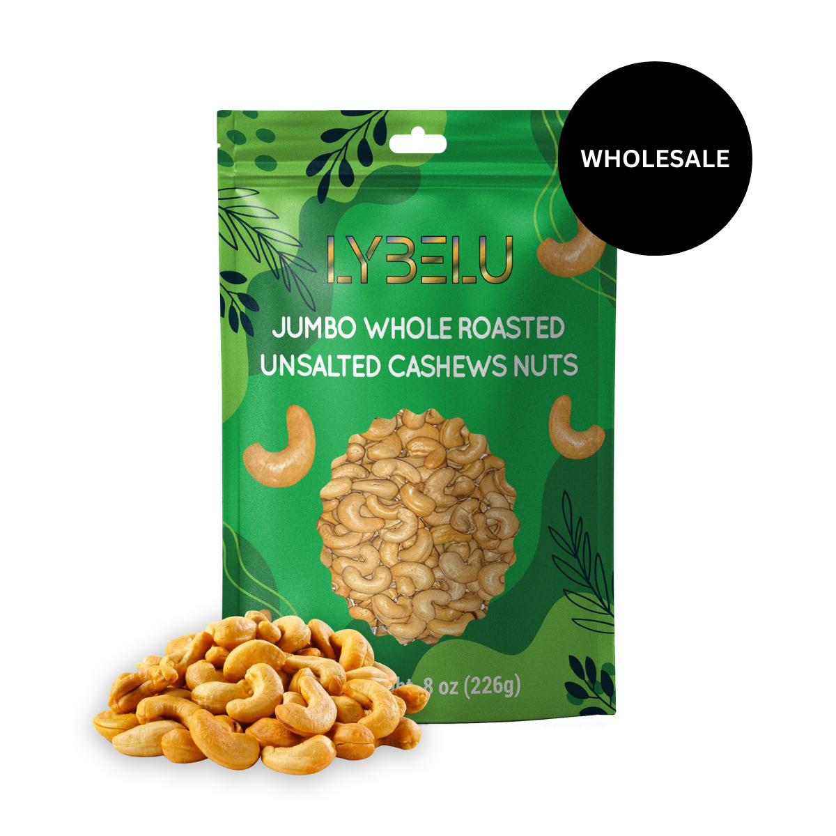 Jumbo Whole Roasted Unsalted Cashews Nuts – 8oz