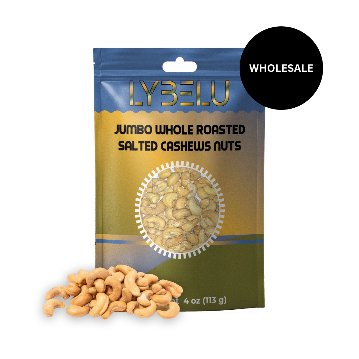 Jumbo Whole Roasted Salted Cashews Nuts – 4oz